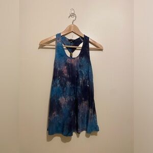 Akiko Blue and Pink Tie-Dye Tank Silk Top. Size XS